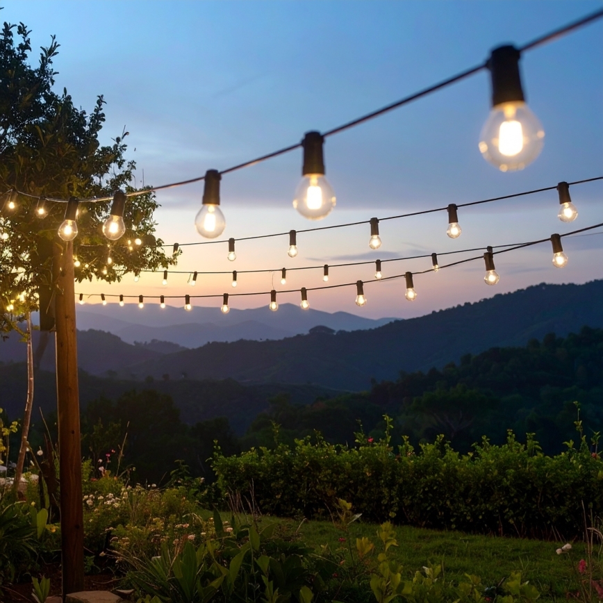 Brilagi - LED buitendecoratieve lichtslinger GIRLANDA 10xE12/0,6W/230V 8m zwart IP44 warm wit