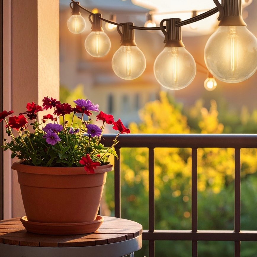 Brilagi - LED buitendecoratieve lichtslinger GIRLANDA 10xE12/0,6W/230V 8m zwart IP44 warm wit