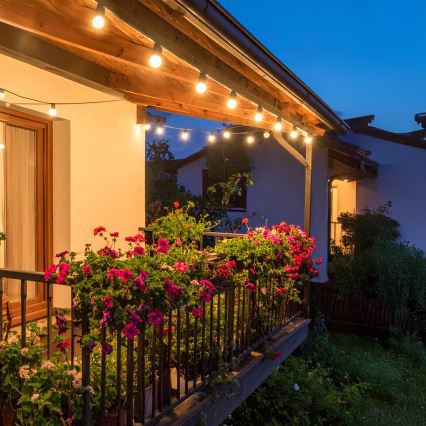 Brilagi - LED buitendecoratieve lichtslinger GIRLANDA 10xE12/0,6W/230V 8m zwart IP44 warm wit