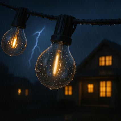 Brilagi - LED buitendecoratieve lichtslinger GIRLANDA 10xE12/0,6W/230V 8m zwart IP44 warm wit