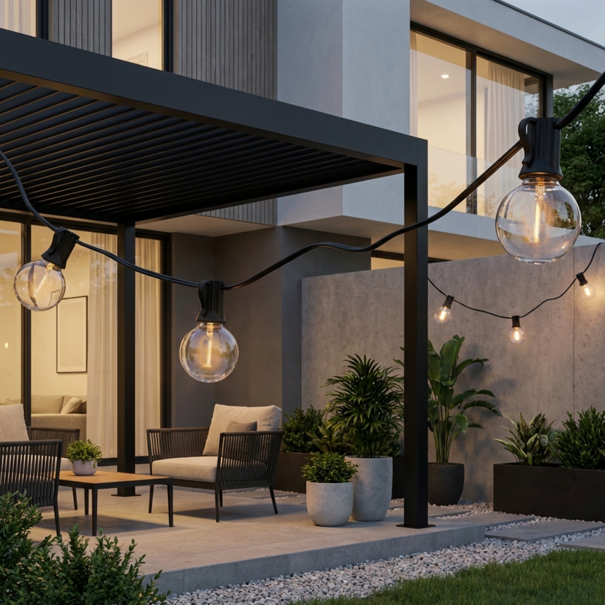 Brilagi - LED buiten decoratieve lichtsnoer GIRLANDA 18xE12/0,6W/230V 13m zwart IP44 warm wit