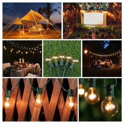 Brilagi - LED buiten decoratieve lichtsnoer GIRLANDA 25xE12/0,8W/230V 20m groen IP44 warm wit