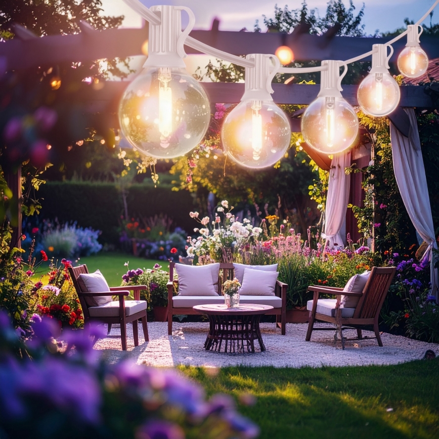 Brilagi - LED buiten decoratief lichtsnoer GIRLANDA 10xE12/0,6W/230V 8m wit IP44 warm wit