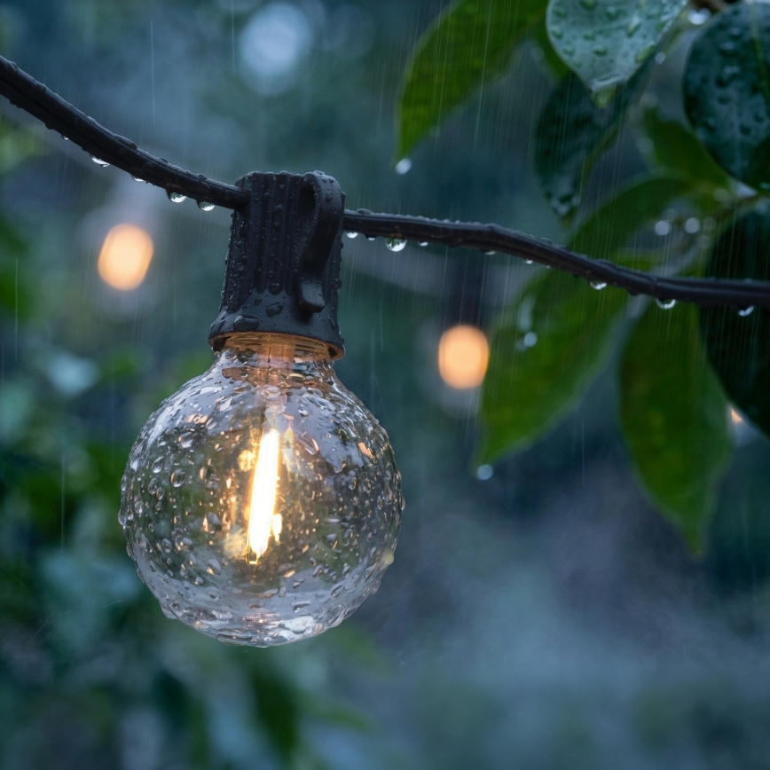 Brilagi - LED buiten decoratieve lichtslinger GIRLANDA 25xE12/0,6W/230V 20m zwart IP44 warm wit + afstandsbediening