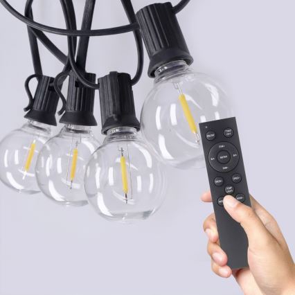 Brilagi - LED buiten decoratieve lichtslinger GIRLANDA 25xE12/0,6W/230V 20m zwart IP44 warm wit + afstandsbediening
