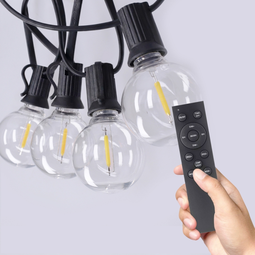 Brilagi - LED buiten decoratieve lichtslinger GIRLANDA 25xE12/0,6W/230V 20m zwart IP44 warm wit + afstandsbediening