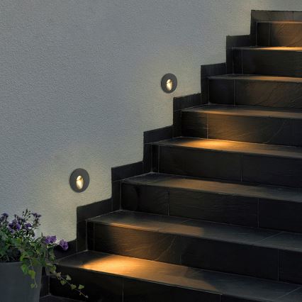 Brilagi - LED buiten-inbouwarmatuur STAIRDOT LED/2W/230V zwart IP65 rond