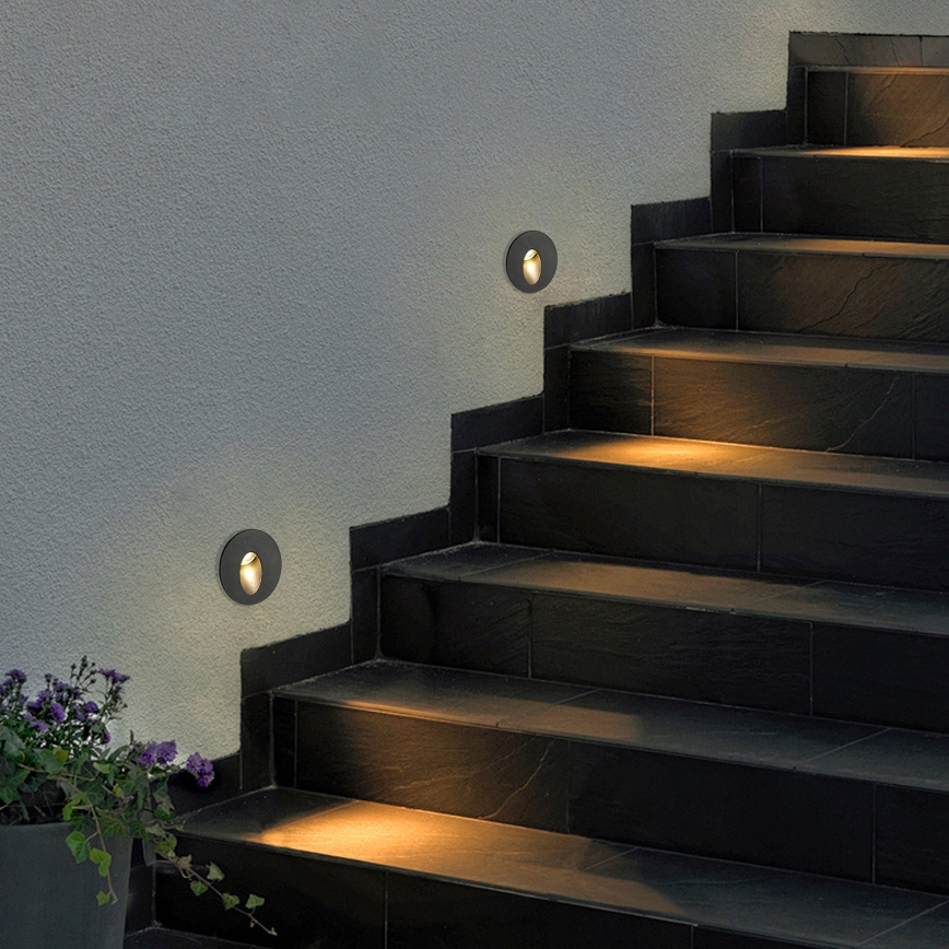 Brilagi - LED buiten-inbouwarmatuur STAIRDOT LED/2W/230V zwart IP65 rond
