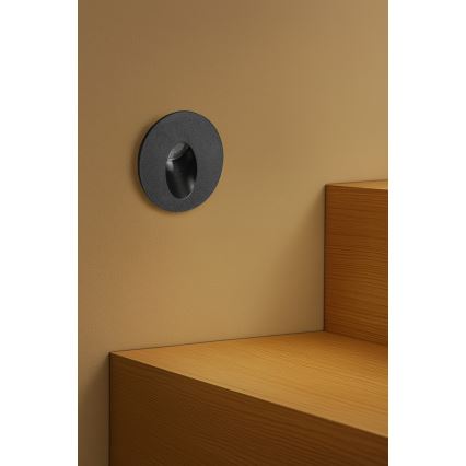 Brilagi - LED buiten-inbouwarmatuur STAIRDOT LED/2W/230V zwart IP65 rond