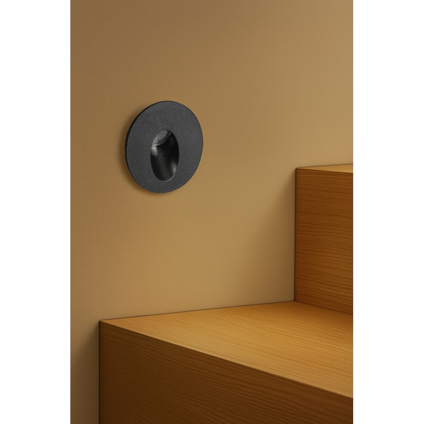 Brilagi - LED buiten-inbouwarmatuur STAIRDOT LED/2W/230V zwart IP65 rond