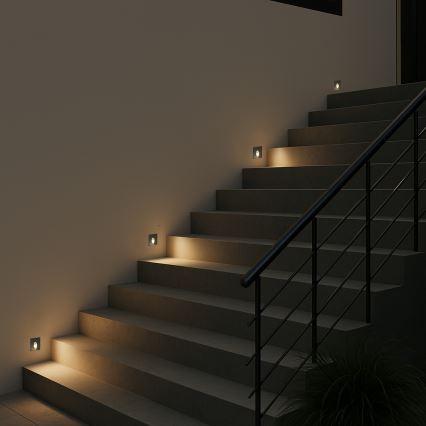 Brilagi - LED buiten-inbouwarmatuur STAIRDOT LED/2W/230V zwart IP65 vierkant