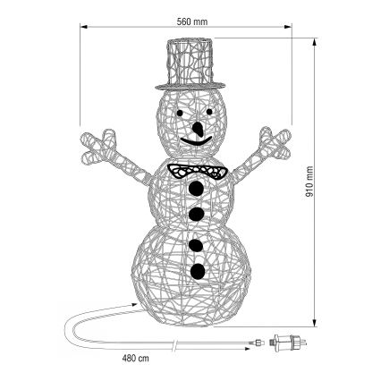 BRILAGI - LED Buiten kerstdecoratie LED/3,2W/230V IP44 91x56 cm sneeuwman