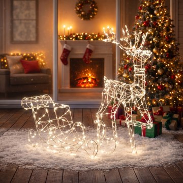BRILAGI - LED Buiten kerstdecoratie LED/3,6W/8 functies 100 cm IP44 rendier met slee warm wit