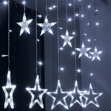 Brilagi - LED buiten kerstgordijn 123xLED/3xAA/USB 3m IP44 koud wit