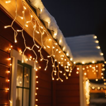 Brilagi - LED buiten kerstgordijn 360xLED/8 functies 14m IP44 warm wit ijspegels