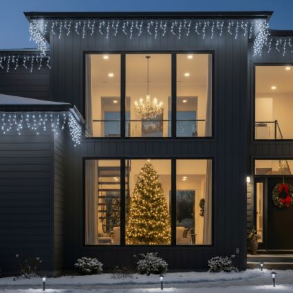 Brilagi - LED buiten kerstketting 200xLED/8 functies 13m IP44 koud wit ijspegels