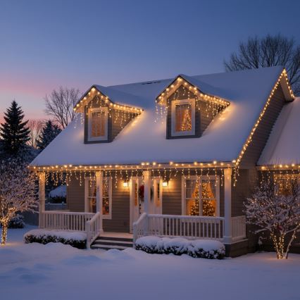 Brilagi - LED-kerstverlichting voor buiten, 200 LED / 8 functies, 13 m, IP44, warm wit, ijspegels