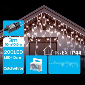 Brilagi - LED buiten kerstlichtsnoer 200xLED/8 functies 13x0,6m IP44 koel wit