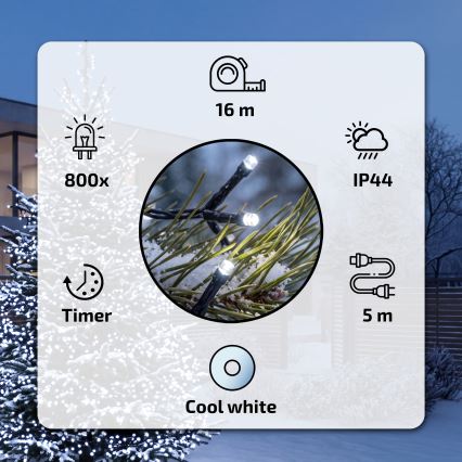 BRILAGI - LED buiten kerstlichtsnoer 800xLED 21m IP44 koud wit