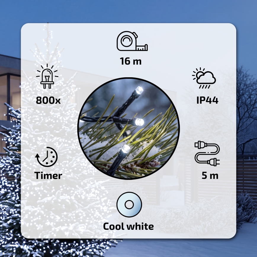 BRILAGI - LED buiten kerstlichtsnoer 800xLED 21m IP44 koud wit