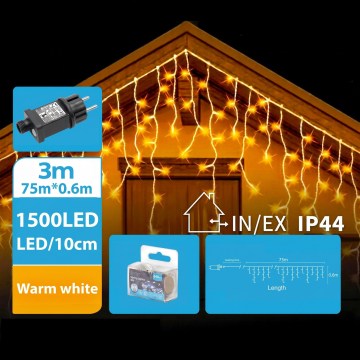 BRILAGI - LED buiten kerstverlichting 1500xLED/12W/8 functies 78x0,6m IP44 warm wit