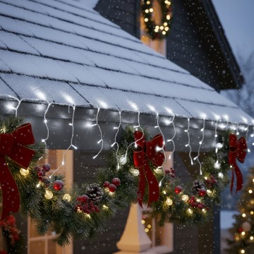 Brilagi - LED buiten kerstverlichting 200xLED/8 functies 13m IP44 koud wit ijspegelverlichting