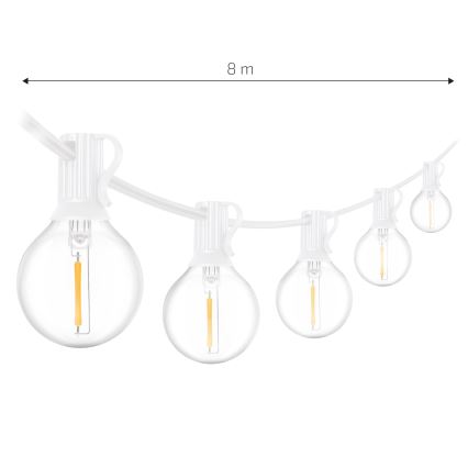 Brilagi - LED buiten decoratief lichtsnoer GIRLANDA 10xE12/0,6W/230V 8m wit IP44 warm wit