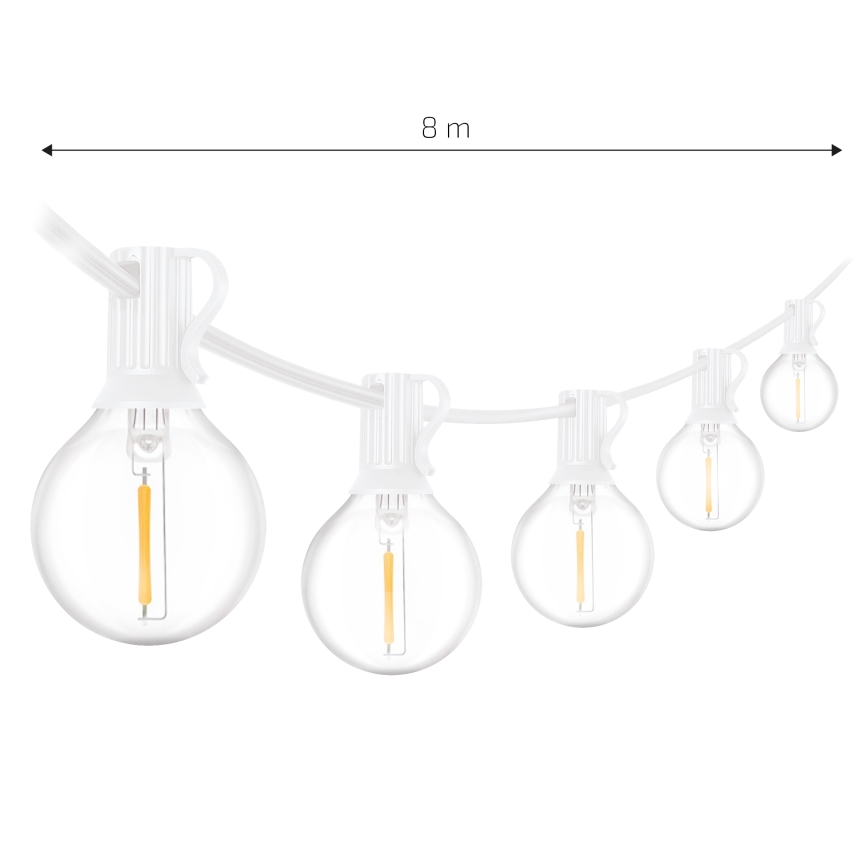 Brilagi - LED buiten decoratief lichtsnoer GIRLANDA 10xE12/0,6W/230V 8m wit IP44 warm wit