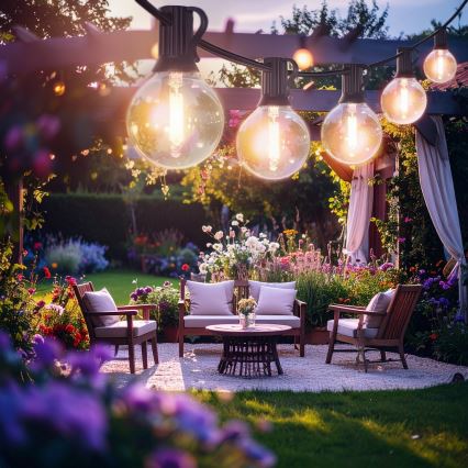 Brilagi - LED buitendecoratiesnoer GIRLANDA 25xE12/0,6W/230V 20m zwart IP44 warm wit + afstandsbediening