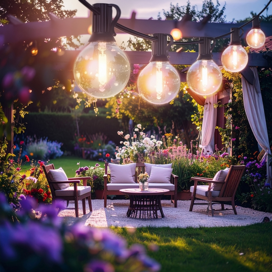 Brilagi - LED buitendecoratiesnoer GIRLANDA 25xE12/0,6W/230V 20m zwart IP44 warm wit + afstandsbediening