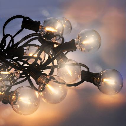 Brilagi - LED buitendecoratiesnoer GIRLANDA 25xE12/0,6W/230V 20m zwart IP44 warm wit + afstandsbediening
