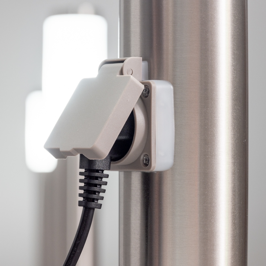 BRILAGI - LED-buitenlamp met stopcontact ELIA 1x E27/7W/230V 4000K IP44 50 cm mat chroom