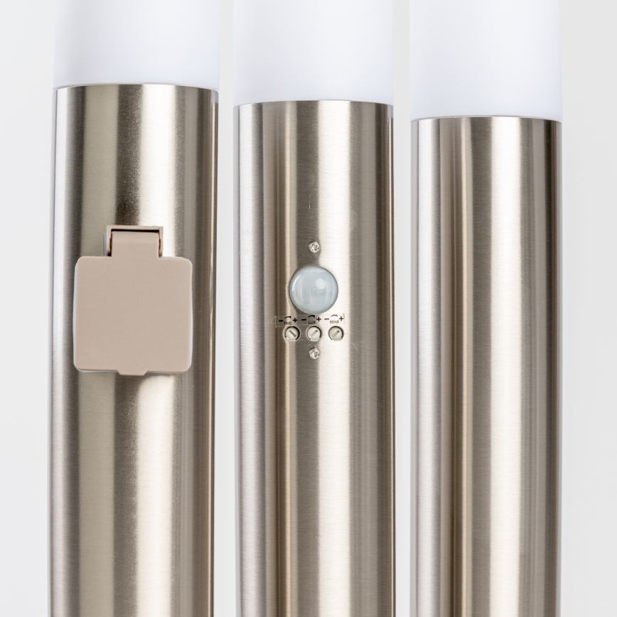 BRILAGI - LED-buitenlamp met stopcontact ELIA 1x E27/7W/230V 4000K IP44 50 cm mat chroom
