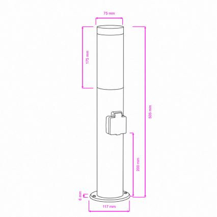 BRILAGI - LED-buitenlamp met stopcontact ELIA 1x E27/7W/230V 4000K IP44 50 cm mat chroom