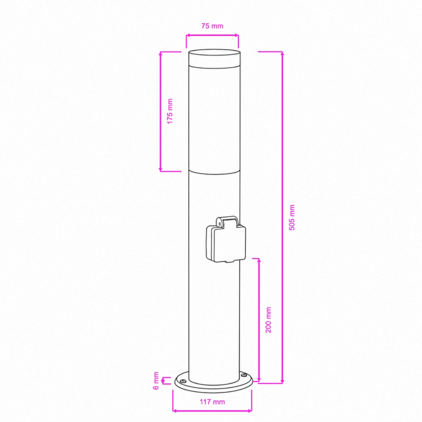 BRILAGI - LED-buitenlamp met stopcontact ELIA 1x E27/7W/230V 4000K IP44 50 cm mat chroom