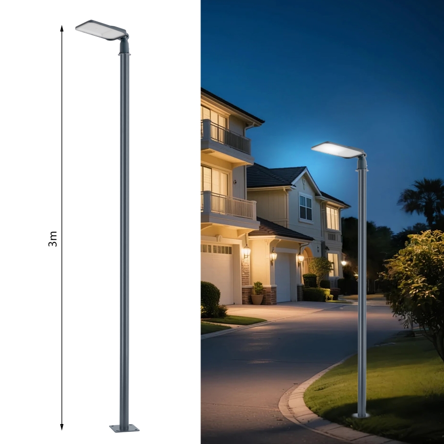 Brilagi - LED straatlamp voor buiten met 3 m paal en scharnier URBANLIGHT LED/100W/230V antraciet IP65