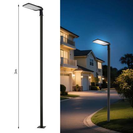 Brilagi - LED straatlamp voor buiten met 3 m paal en scharnier URBANLIGHT LED/200W/230V zwart IP65