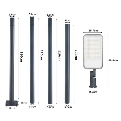 Brilagi - LED straatlantaarn voor buiten met 4 m paal en scharnier URBANLIGHT LED/200W/230V antraciet IP65