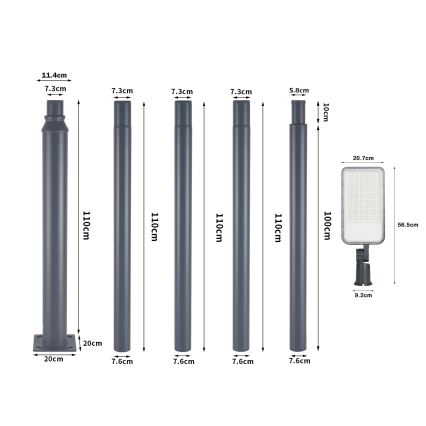 Brilagi - LED buitenstraatlamp met 5 m paal en scharnier URBANLIGHT LED/200W/230V antraciet IP65