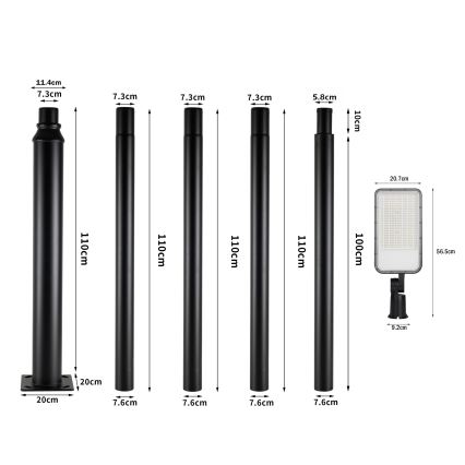 Brilagi - LED straatlamp voor buiten met 5 m paal en draaibare koppeling URBANLIGHT LED/200W/230V zwart IP65