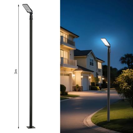Brilagi - LED-straatlamp voor buiten met 3 m paal en scharnier URBANLIGHT LED/50W/230V zwart IP65