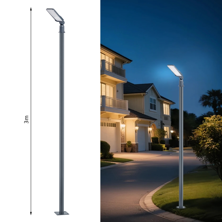 Brilagi - URBANLIGHT LED-straatlantaarn voor buiten met paal en scharnier, 3 m, LED/50W/230V, antraciet, IP65