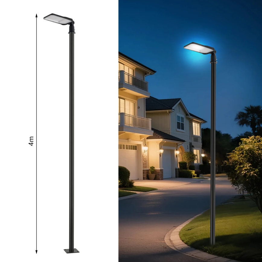 Brilagi - LED straatlantaarn voor buiten met mast van 4 m en verstelbaar scharnier URBANLIGHT LED/100W/230V zwart IP65