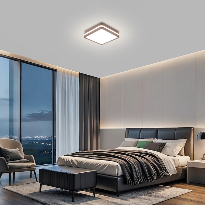 Brilagi - LED buitenplafondlamp met sensor BENE LED/18W/230V 21,5x21,5 cm bruin IP54