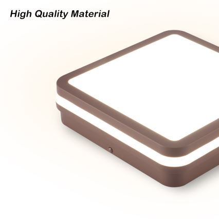 Brilagi - LED buitenplafondlamp met sensor BENE LED/18W/230V 21,5x21,5 cm bruin IP54