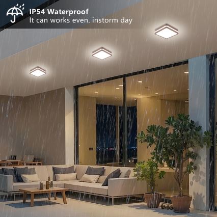 Brilagi - LED buitenplafondlamp met sensor BENE LED/18W/230V 21,5x21,5 cm bruin IP54