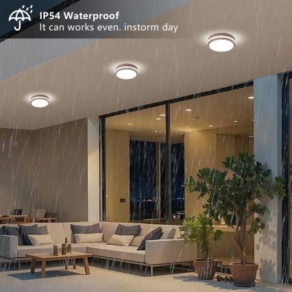 Brilagi - LED plafondlamp voor buiten met sensor BENE LED/18W/230V pr. 21,5 cm bruin IP54