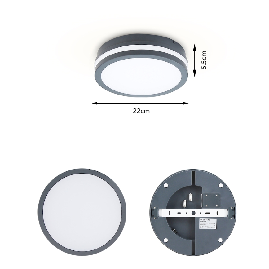 Brilagi - LED buitenlamp met geïntegreerde sensor BENE LED/18W/230V Ø 22 cm antraciet IP54