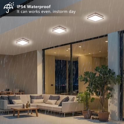 Brilagi - LED plafondlamp voor buiten met sensor BENE LED/24W/230V 26x26 cm bruin IP54