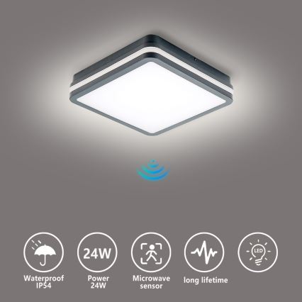 Brilagi - LED Buitenlamp met bewegingssensor BENE LED/24W/230V 26x26 cm antraciet IP54